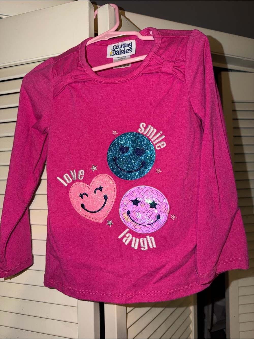 Counting Daisies | Pink 'Love Smile Laugh' Long Sleeve Top, size 4